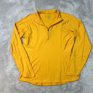 Nike Dri FIT Pullover Womens Medium Yellow Half Zip Running Top Long Sleeve
